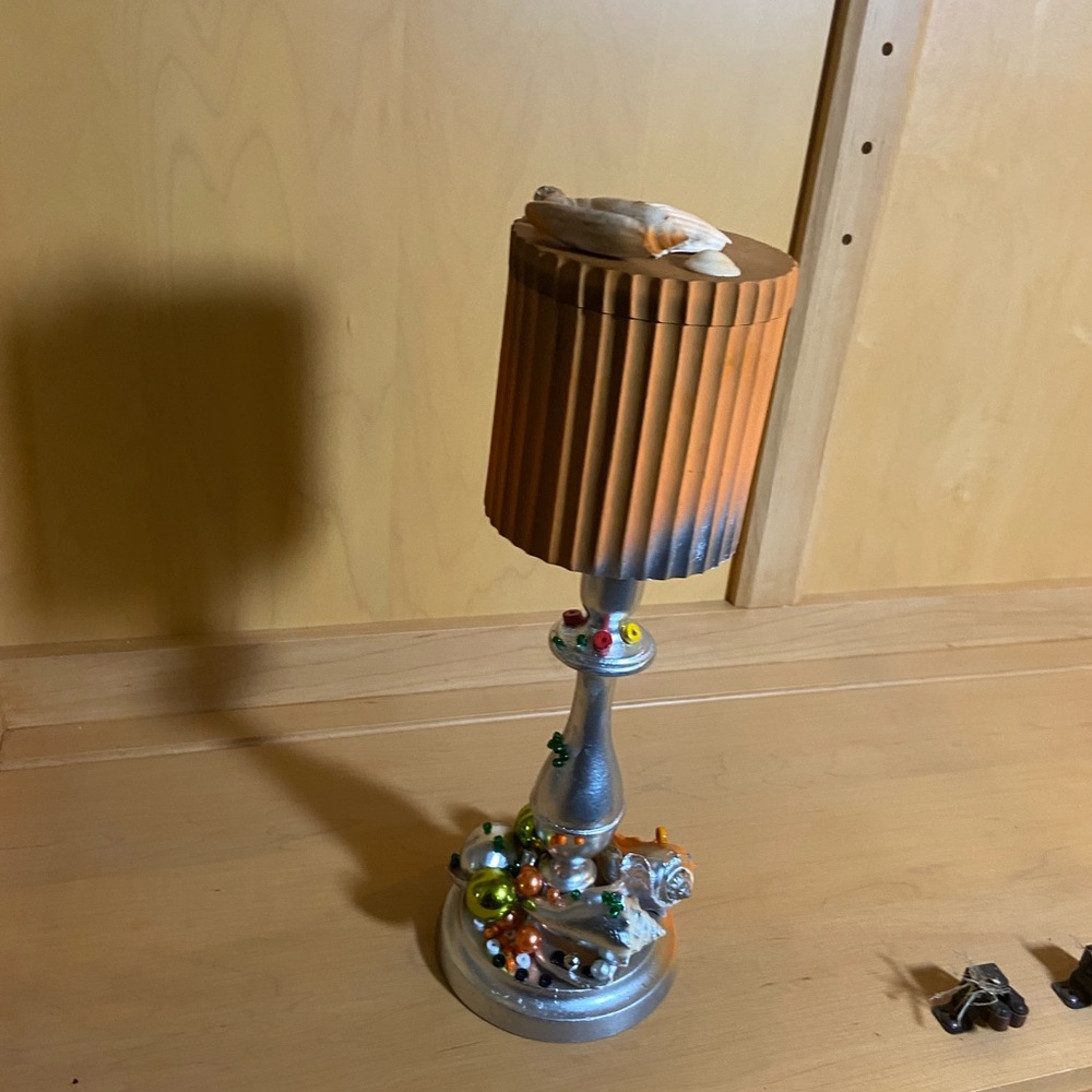 Silver and Orange Decorative Lamp